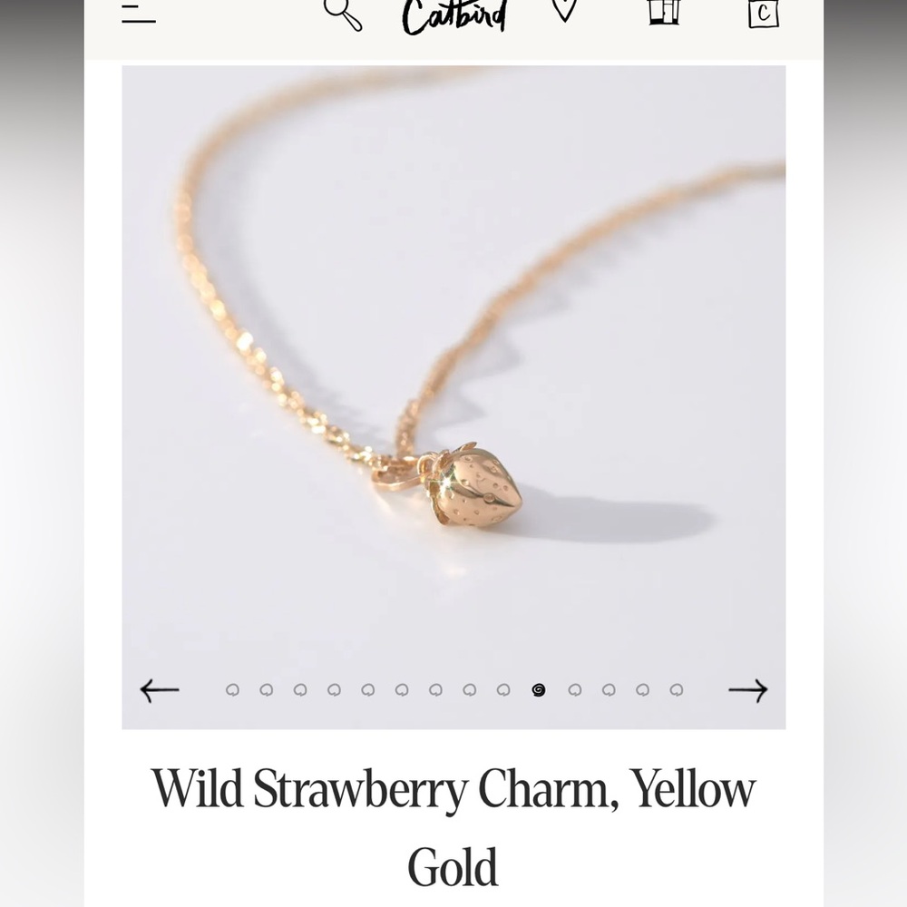 Catbird Strawberry Charm, Yellow Gold